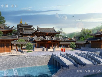 南通寺院重建规划设计方案鸟瞰图—积福禅寺